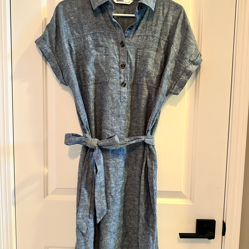 Sonoma Blue Polo Collar Midi Dress